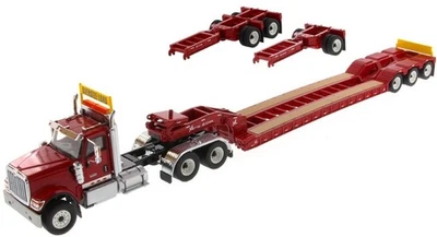 DIECAST MASTERS, Rimorchio a pianale ribassato INTERNATIONAL HX520 6x4 rosso ... - Immagine 1 di 4