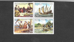 US Scott 2620-2623, Voyages of Columbus, PB 1992 29¢ Stamps, MNH - Picture 1 of 2