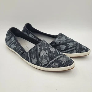 Sanuk Kats Meow Print Women's 7.5 Slip On Loafers Flats Sneakers Point Toe Blk - Picture 1 of 17