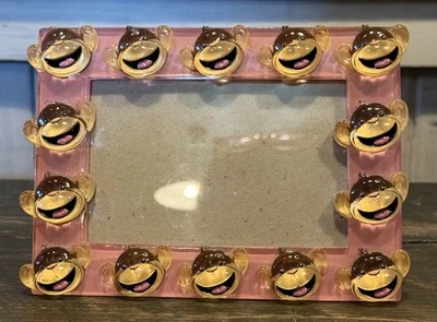 Vintage Y2K Plastic Monkey Picture Frame Pink Acrylic FAST SHIPPING! Adorable!! - Image 1 of 3