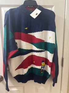 NEW VTG Boston Traders Golf Golfing Knit Sweater Pullover Golfers Cotton Men’s L - Picture 1 of 7