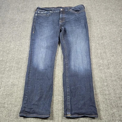 True Religion Jeans Mens 40 Blue Ricky Relaxed Straight Flap Pockets Dark Wash - Image 1 of 4