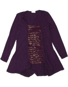 WALLIS Womens Ruffle Front Long Sleeve Tunic Dress UK 14 Medium Purple AS03 - Picture 1 of 3
