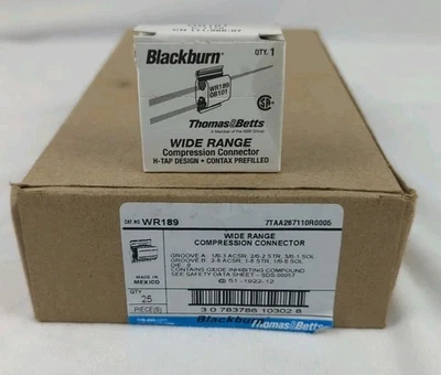 25 件装 THOMAS & BETTS BLACKBURN WR189 宽范围压缩连接器 H-TAP — 第 1/3 张图片