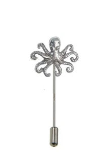 wa Octopus English pewter Motif on tie stick pin hat scarf Lapel cravat - Picture 1 of 1