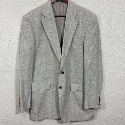 Abrigo Blazer Deportivo De Colección RBM Seda 42L Tweed Bronceado Minimalista Años 90 Dinero Antiguo Hiedra Preppy Foto 1 de 4