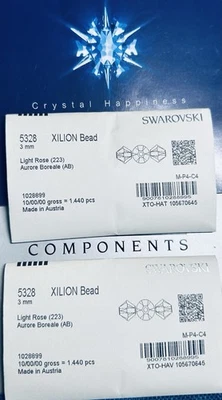 5328 3mm LIGHT ROSE AB Swarovski Bicone Beads 1440 Sealed packs - Image 1 of 4