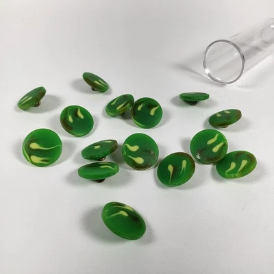 Vintage MCM Green & Yellow Swirl Buttons – Atomic-era – Lucite Plastic – 7/8”  - Image 1 of 4