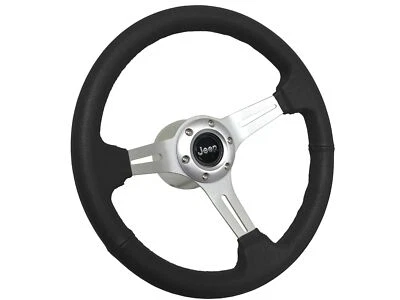 Kit de volante de cuero negro de 6 pernos compatible con Jeep 1976-95 Foto 1 de 4