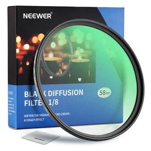 NEEWER 58mm Black Diffusion 1/8 Filter Dreamy Cinematic Effect Camera Ultra Slim - Picture 1 of 8
