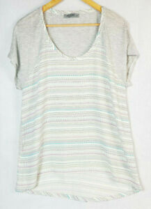 JUST JEANS Womens Grey Multicolour Stripe Casual Top / T-Shirt Size M