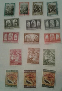 Set of 16 1960s Vatican Postage Stamps - 12 unused, 4 cancelled - Picture 1 of 3