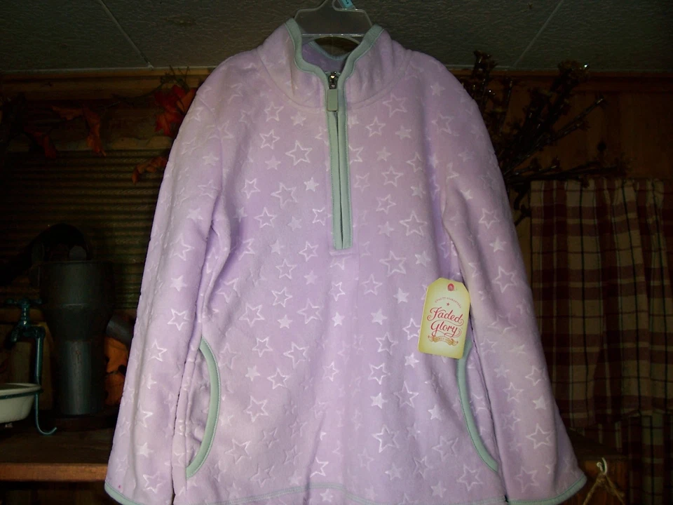 FADED GLORY GIRLS STAR DESIGN JACKET SIZE XS 4-5 MICRO FLEECE LAVENDER ZIPPER  - Image 1 of 1