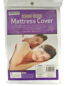 KING SIZE MATRATZENABDECKUNG SCHUTZ BETT PASSEND WASCHBAR VINYL WEISS WISCH SAUBER - Bild 1 von 2