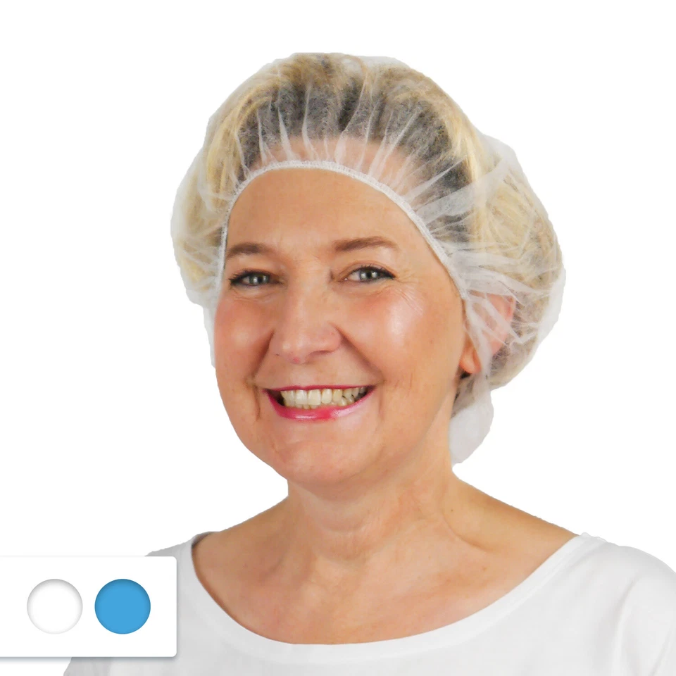 100 PP-Haar Netz Baretthaube ARNOMED Einweg Haube OP Hauben Einweg Blau & Weiß - Bild 1 von 1