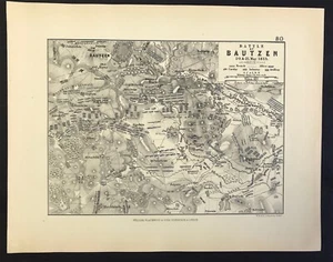 Military Plan Map Battle of Bautzen May Cavalry Infantry Artillery 1818 - Picture 1 of 3