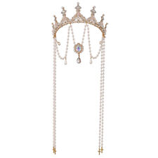 Baroque Women's Crown with Chain Rhinestone Queen's Crown Tiara Wedding Crown