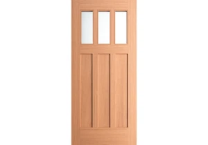 Rancho - Craftsman Mahogany Exterior Door 3-Lite Clear with 3 Panel Bottom (1-3/ - Picture 1 of 11