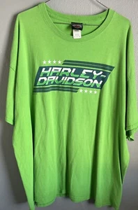 Harley-Davidson T-Shirt - Fluorescent Green w/ Stars & Stripes Design (2018 3XL) - Picture 1 of 10