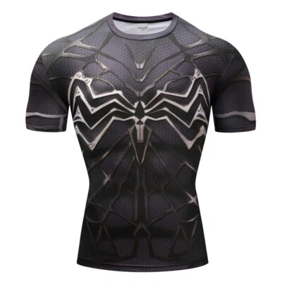 Mens Compression Superhero Top Base Layer Gym Short Sleeve Thermal Sweats BJJ  - Image 1 of 3