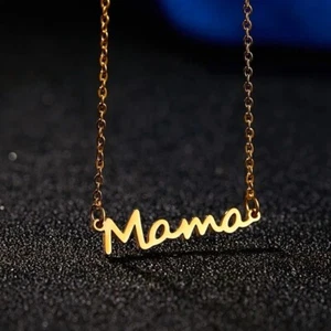 Necklace with mama letter pendant for Women - Stainless Steel - 18inch - Gold - Picture 1 of 11