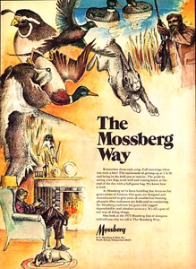 Mossberg Guns Hunting North Haven CT Man Fireplace Dog Vintage Print Ad 1973 - Picture 1 of 4