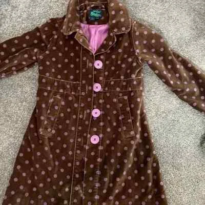 Abrigo Mini Boden Niñas Marrón y Rosa Algodón Terciopelo Lunares Talla 3/4~USADO EN EXCELENTE ESTADO Foto 1 de 4