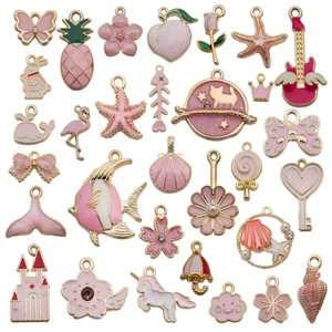 Enamel Charms Pendants Jewellery Making Earrings Bracelets Gold Plate Mix 31pcs - Picture 1 of 14