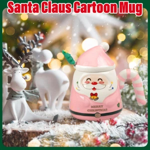 Santa Claus Christmas Festive Face Mug with Spoon & Santa Hat Lid Ceramic Cup - Picture 1 of 14