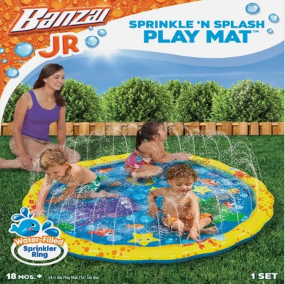 Toddler Sprinkler BANZAI Jr. Sprinkle N Splash Play Mat Baby Ring Tiny Pool - Image 1 of 4