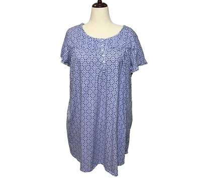 Camisón Aria para mujer 3X 22-24W franela púrpura 6 botones pulóver manga corta Foto 1 de 4