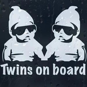 Funny Little Dudes Twins On Board Car Bumper Window Decal Vinyl Sticker - Picture 1 of 2
