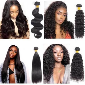10A Human Hair Bundles Straight Body Wave Loose Deep Curly Water Wave Remy Hair - Picture 1 of 19