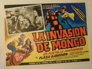 Mexican Lobby Card Larry Buster Crabbe Flash Gordon Seria lLa Invasion de Mongo - Picture 1 of 2