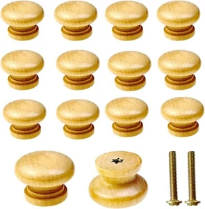 20 Pack Wooden Round Cabinet Drawer Dresser Knobs Furniture Pull Handles - Picture 1 of 4