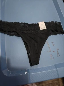 P4-Auden Women's Size Large 12-14 Black Cotton Blend Thong Panty New With Tags.  - Picture 1 of 1