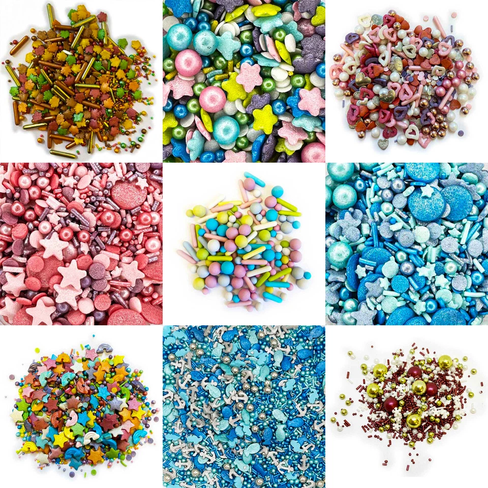 Sprinkles Cake Decorations Edible Cupcake Mix Toppers 10+ DESIGNS COLOURS - Image 1 of 1