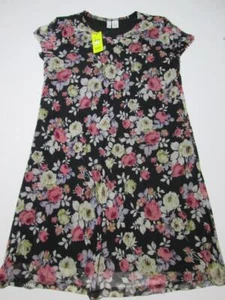 NWT Tillys Youth Girls Size L T-Shirt Dress Black Multi Floral Short Sleeve - Picture 1 of 7