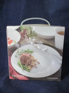 Oneida Continuum White Porcelain Embossed Rings Salad Plates Four NIB 2015-2017 - Picture 1 of 6