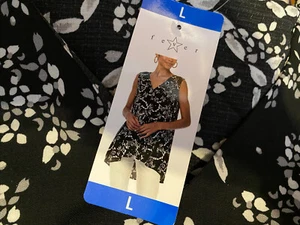 Fever Women's Large Shirt Sleeveless Hi-Lo Tunic Black Floral - Picture 1 of 9