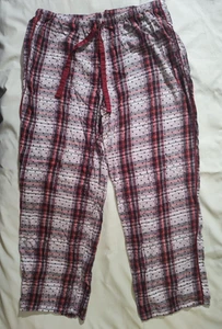 Pajama Pants Victoria's Secret Lounge Plaid cotton textured Swiss polka dot L - Picture 1 of 6