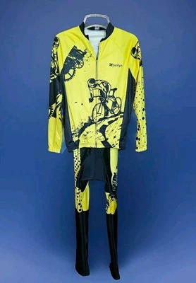 Traje de Ciclismo Moxilyn Para Hombres Pequeño Negro Amarillo Baberos con Camisa con Cremallera Nuevo LEER  Foto 1 de 4