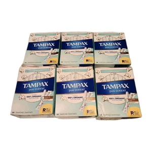 144 Tampones Tampax Puro 100% Algodón Orgánico Núcleo Regular 24ct x 6 Cajas - Imagen 1 de 3