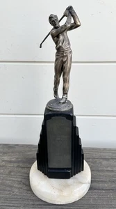 Antique Vintage Art Deco Figural 1935 HHB Perpetual Golf Trophy Golfer Topper - Picture 1 of 6