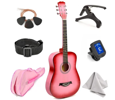 Master Play Left Handed Acoustic Guitar Full Size 6 String Beginner Set w Bag - Image 1 of 3
