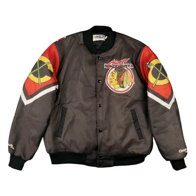 Винтажная мужская анимационная куртка Chicago Blackhawks XL ChalkLine 90-е с принтом повсюду - Изображение 1 из 4