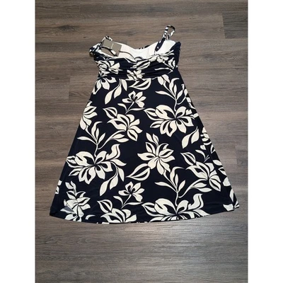 Tommy Bahama Women Dress Size S Navy Blue White Floral Dubai S L Midi Slinky - Image 1 of 4