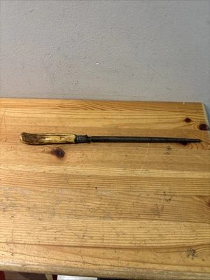 Vintage Antler Bone Handle Knife Honing Sharpening Tool silver/pewter?Ring READ - Image 1 of 4