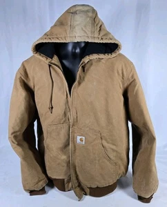 MENS Carhartt Coat Made In USA Ufcw DISTRESSED worn Zip Front Pre-owned  - Afbeelding 1 van 15