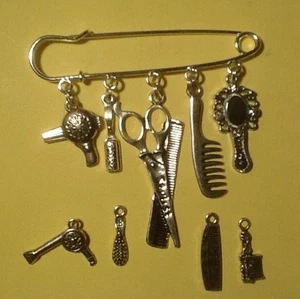 Kilt Pin, Broach, Smock, Purse Charms STYLIST Hair Stylist Scissors Comb Spray - Picture 1 of 5